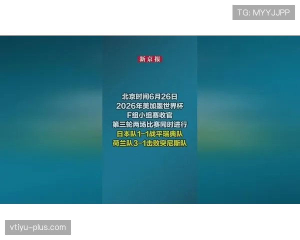 世界杯F组首轮结果：荷兰日本战平瑞典大胜突尼斯